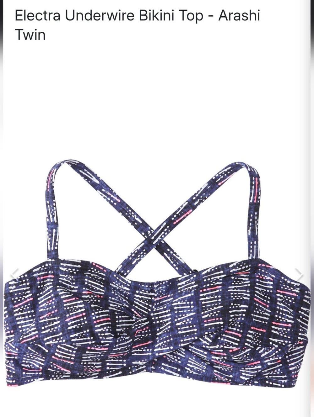 Title Nine- Electra Underwire Bikini Top in Navy Pattern, 36C